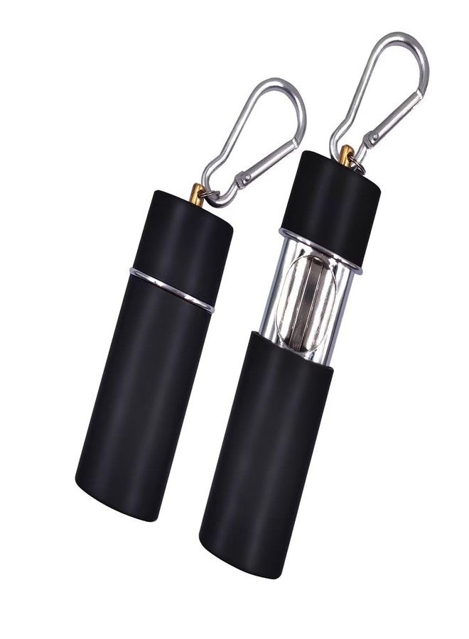 Hourwof Portable Ashtray with Lid,Metal Outdoor Pocket Ashtrays with Keychain for Cigarettes,Travel Ash Trays,Black - Image 1